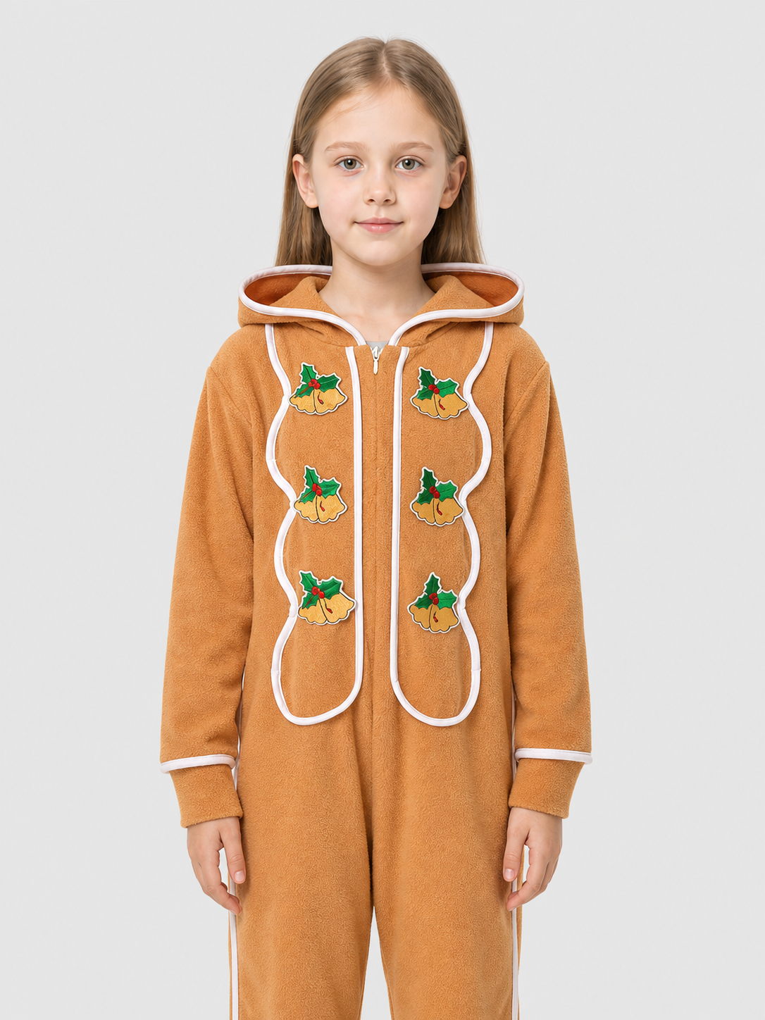 Gingerbread Jumpsuit with Hood and Zipper