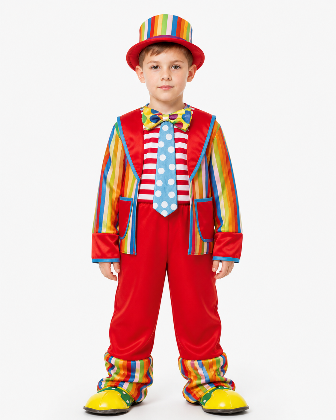 Clown Costume with Striped Top and Hat Costume Headwear detail 3
