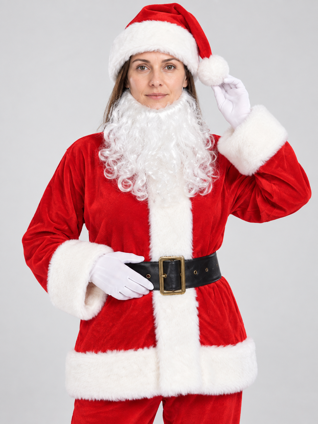 Santa Claus costume with beard and hat Costume Headwear detail 2