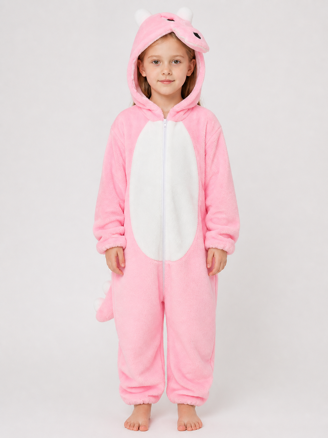 Pink Dinosaur Hooded Children's Jumpsuit product detail 3