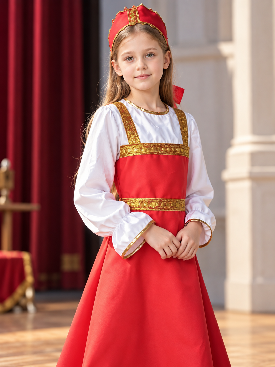 Red-and-White Cosplay Dress Costume with Headpiece Costume Dresses detail 2