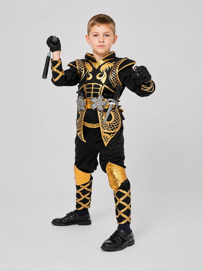 Naruto Black and Gold Ninja Costume with Hood Costumes detail 3