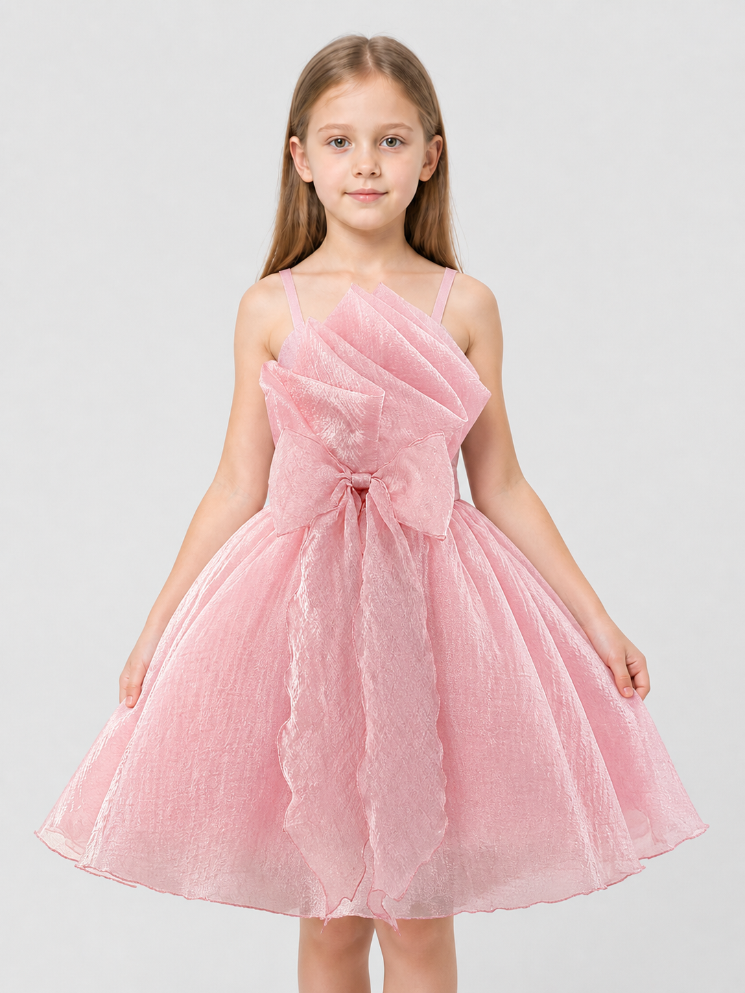 Girls' Spaghetti-Strap Dress with Bow and Full Skirt Costume Dresses detail 3