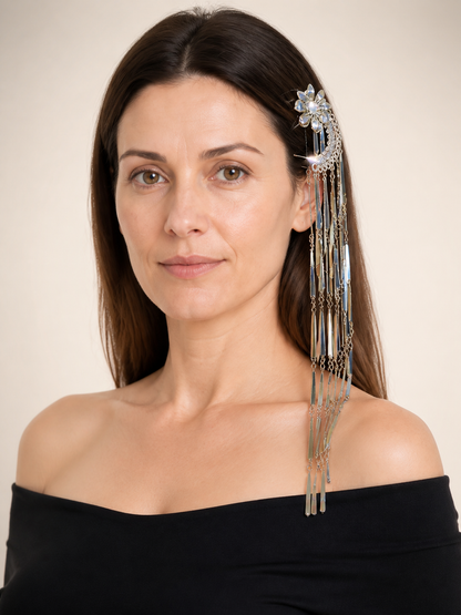 Hair Clip with Moon and Flower, Long Chains product detail 2