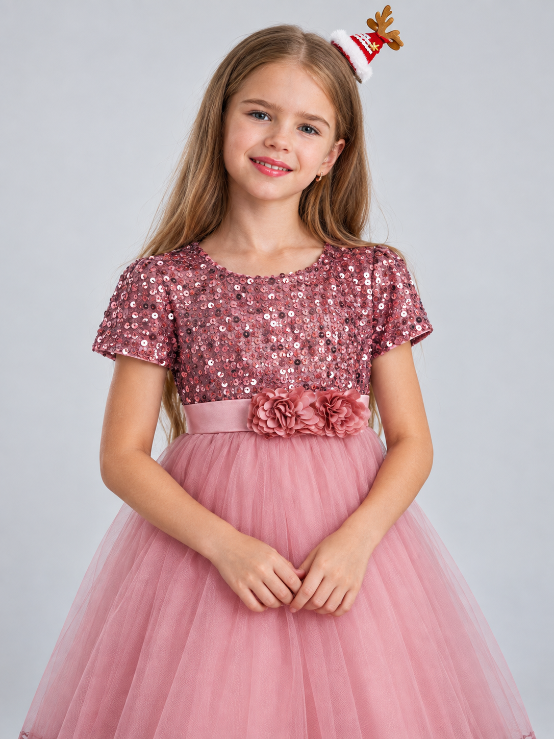 Dusty Pink Sequin Girls' Party Dress