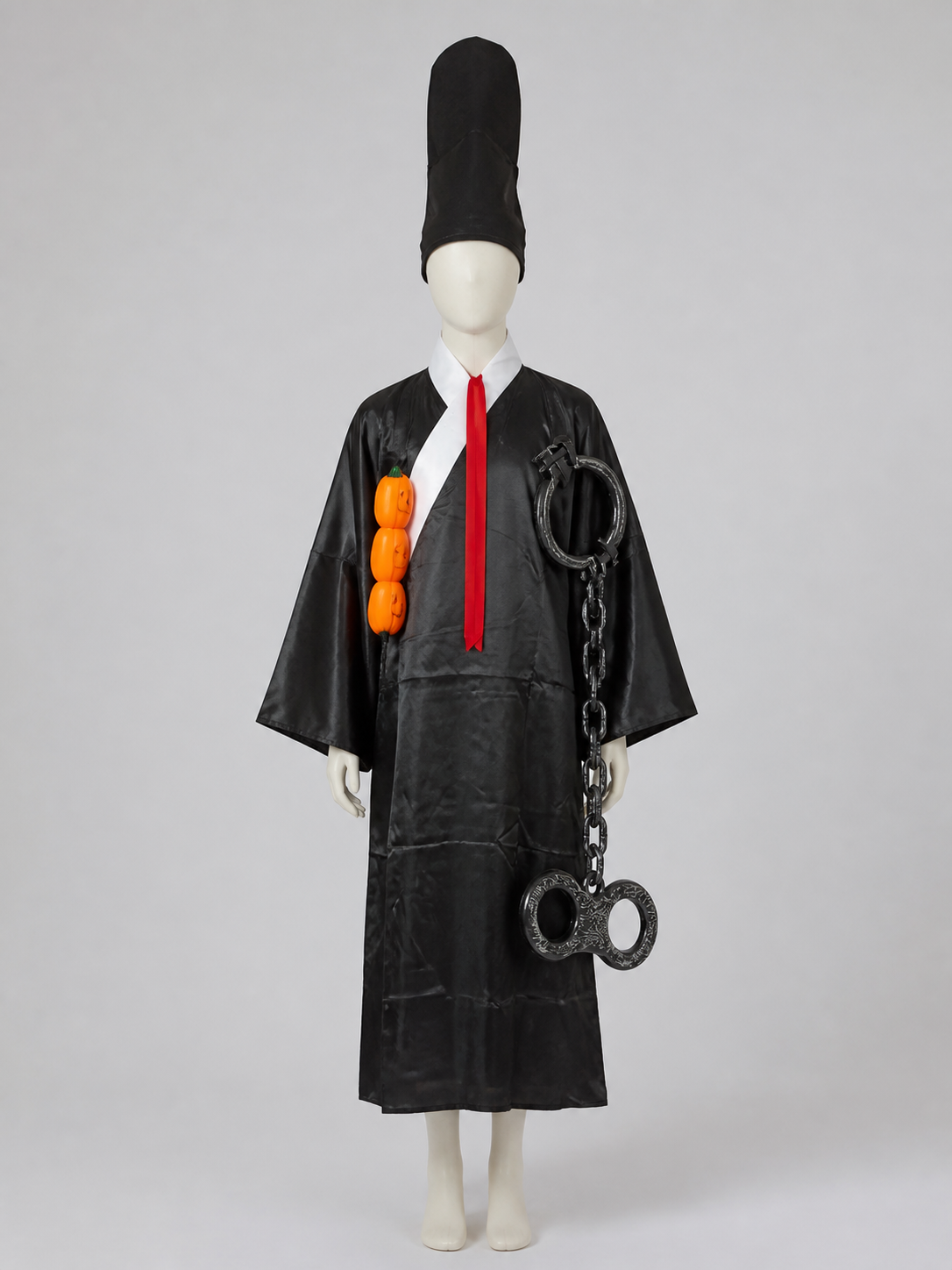 Black Zombie Costume with Robe and Top Hat Costume Headwear detail 3