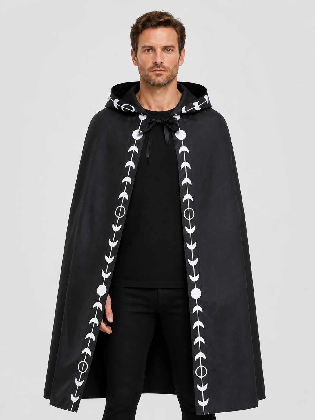 Black Hooded Cloak for Halloween, Vampire Costume Costume Capes detail 3