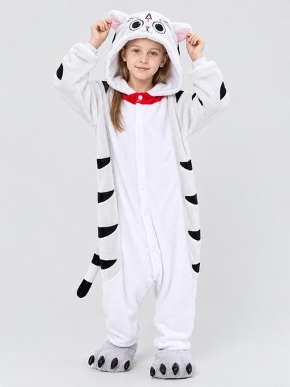 Kids' Hooded Pajama Onesie with Animal Face and Ears