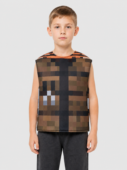 Children’s Minecraft Costume Vest with Pixel Pattern