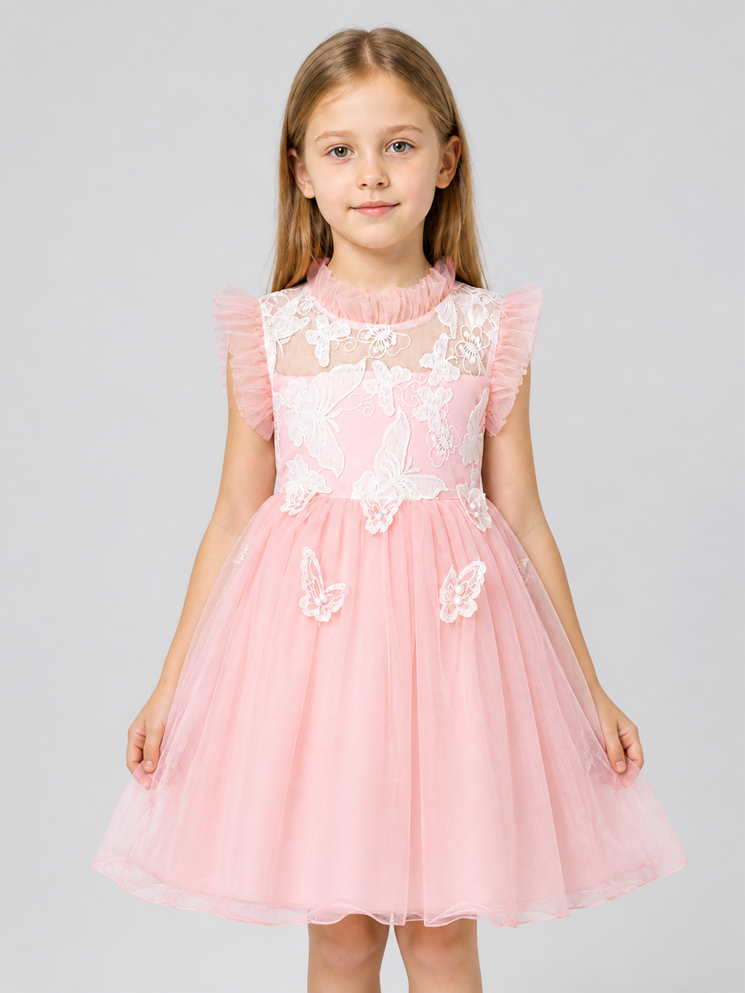 Festive Girls' Dress with a Full Skirt and Butterflies Costume Dresses detail 3