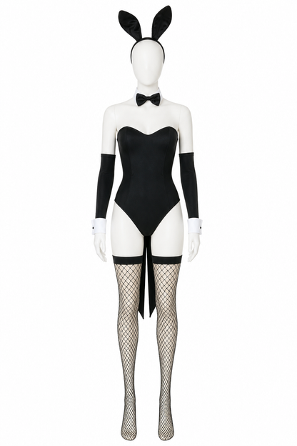 Bunny bodysuit costume with ears for role-play looks
