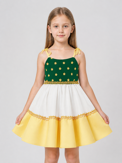 Festive Dress with Floral Print and Full Skirt Costume Dresses detail 3
