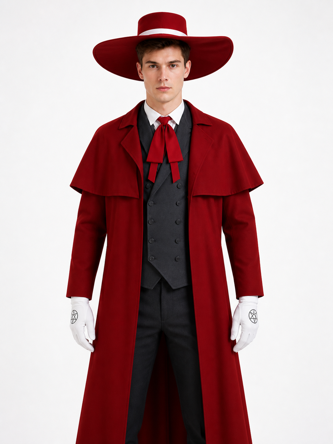 Vampire Costume with Long Coat and Hat Costume Headwear detail 3