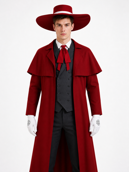 Vampire Costume with Long Coat and Hat Costume Headwear detail 3