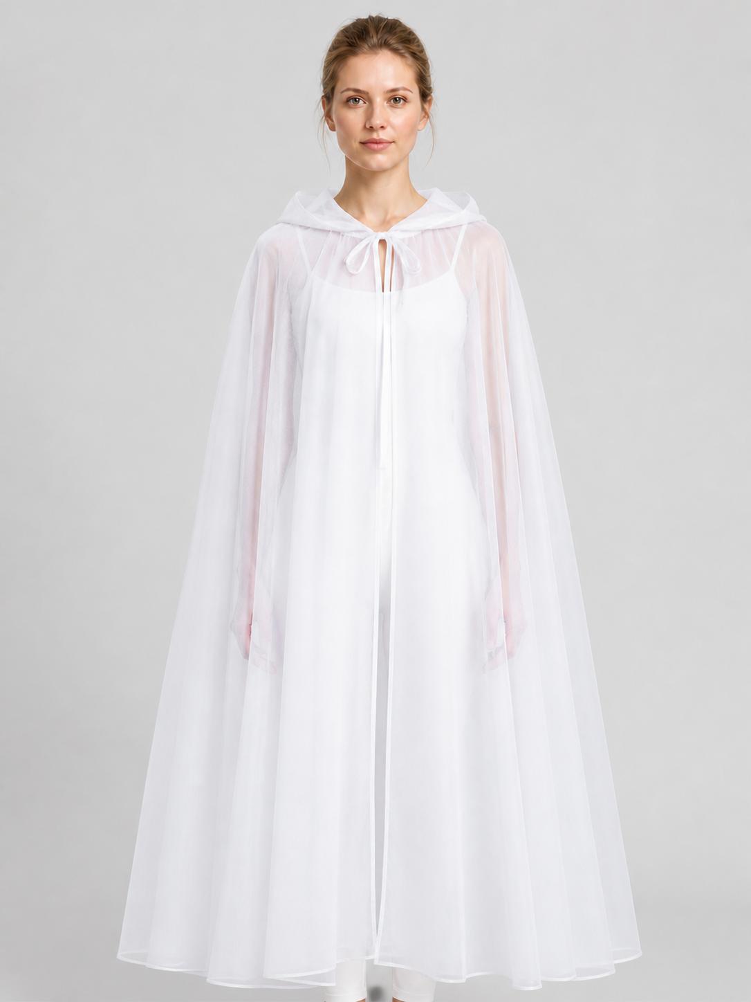 White Hooded Cloak for Halloween Cosplay Costume Capes detail 3