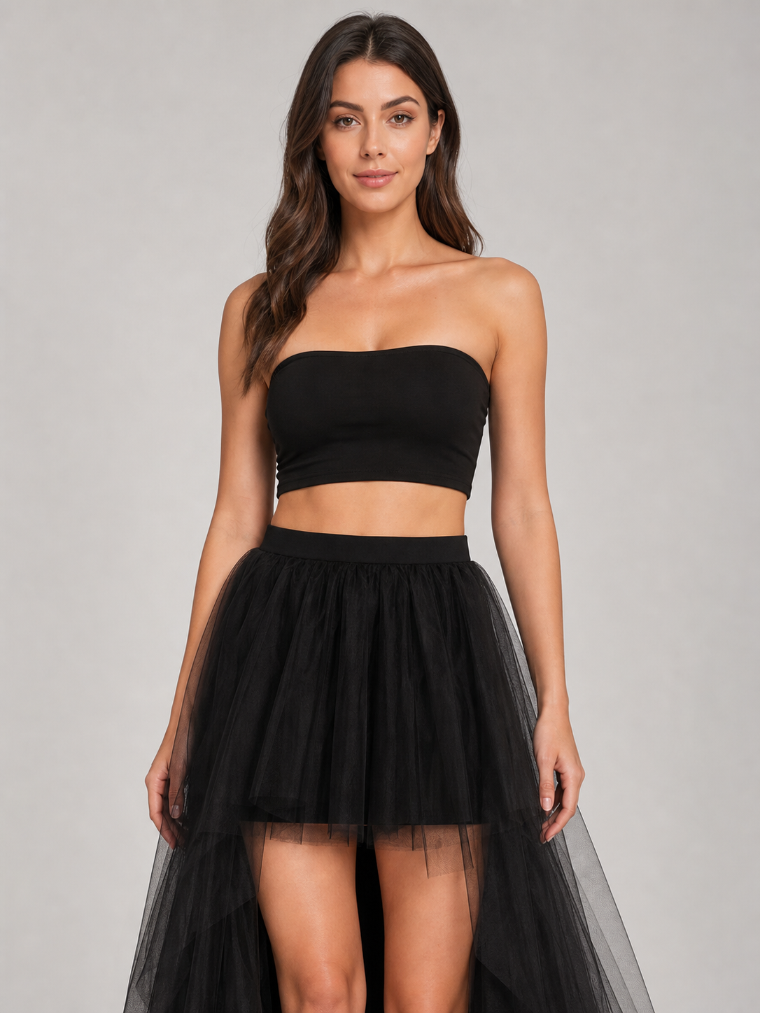 Black Full Tutu Skirt with an Asymmetrical Silhouette product detail 3