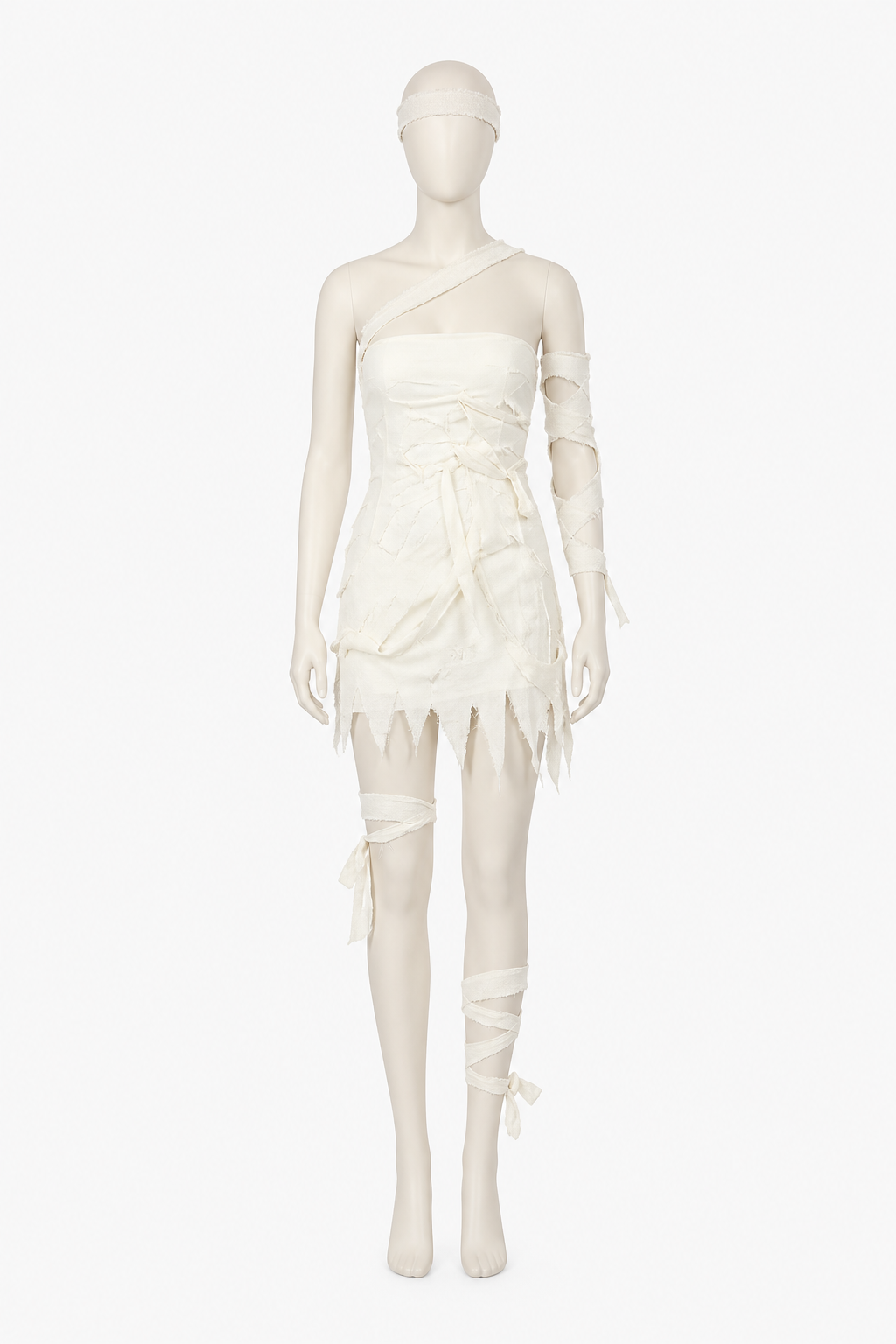 One-Shoulder Mummy Dress with Torn Hem for Halloween Costume Dresses detail 3