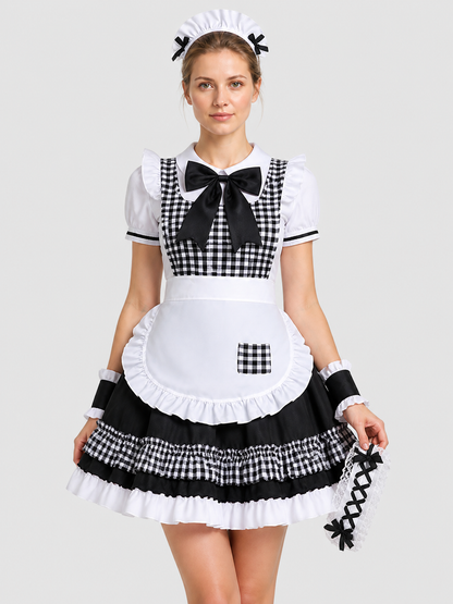 Lolita-Style Outfit with Apron, Bow, and Headband Costume Headwear detail 3