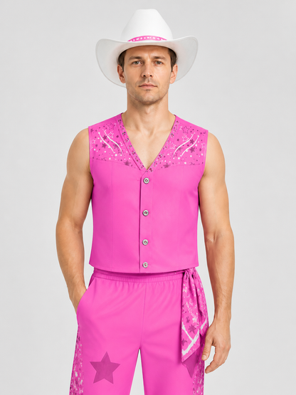 Barbie Cosplay Costume with Vest, Pants, and Hat Costume Headwear detail 3