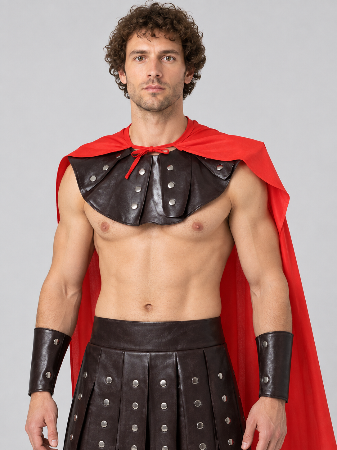 Warrior Costume with Red Cape Costume Capes detail 2