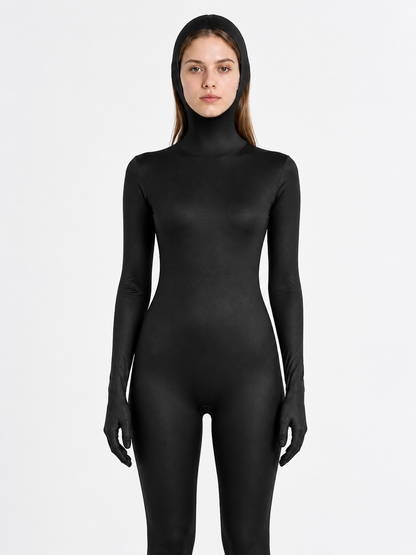 Hooded Jumpsuit with an Oval Face Opening product detail 3