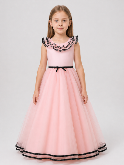 Pink Princess Dress for Girls with Black Trim Costume Dresses detail 3