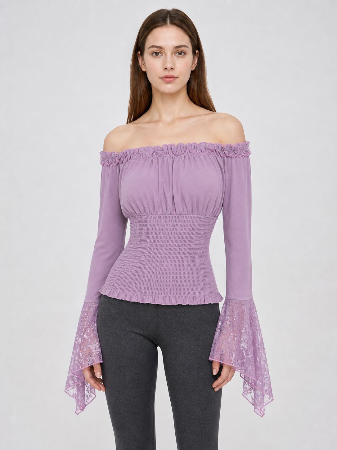 Off-the-Shoulder Top with Long Sleeves
