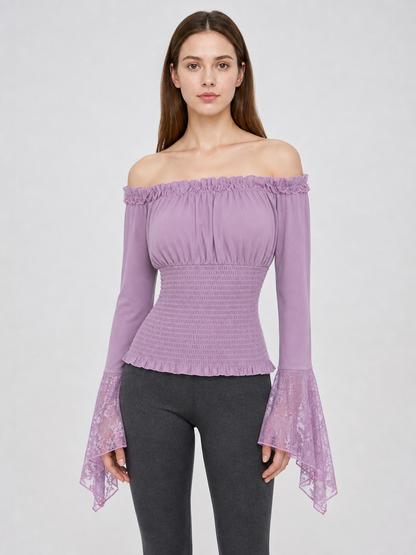 Off-the-Shoulder Top with Long Sleeves