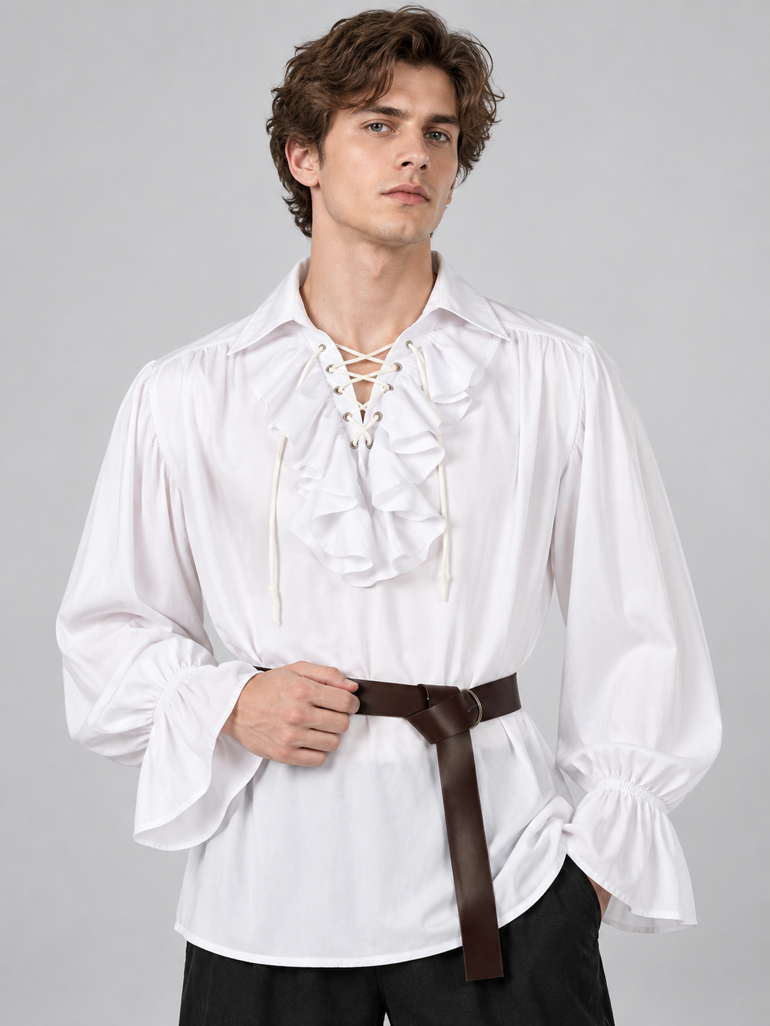 Medieval-Style Costume: White Shirt, Pants, Belt