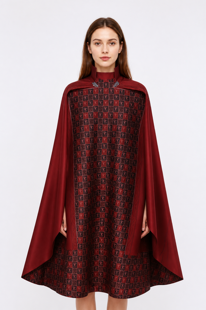 Red Superhero Cape with Plaid Pattern Costume Capes detail 2