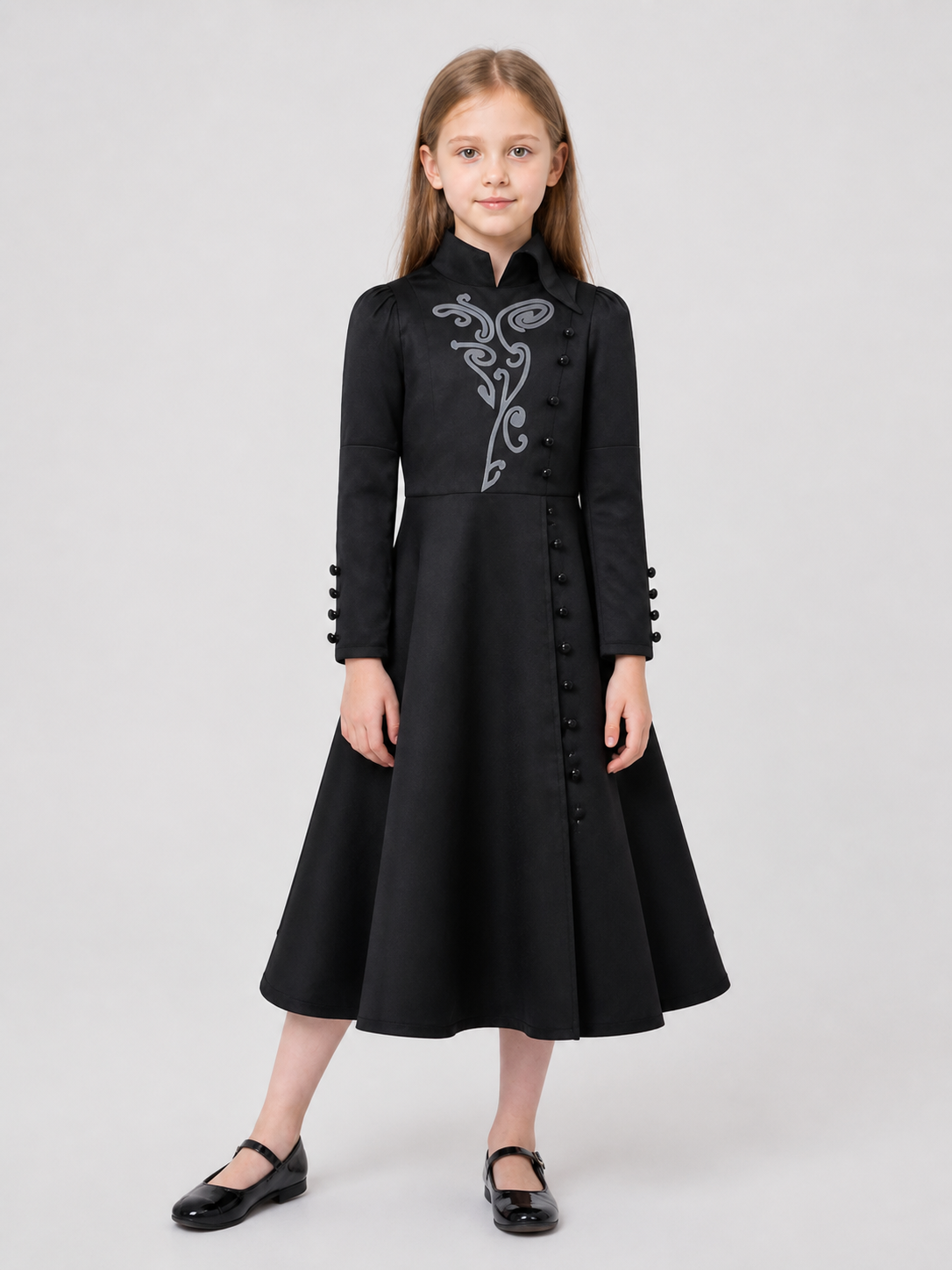 Black Elphaba Cosplay Dress, Long Sleeves, Buttons Costume Dresses detail 3
