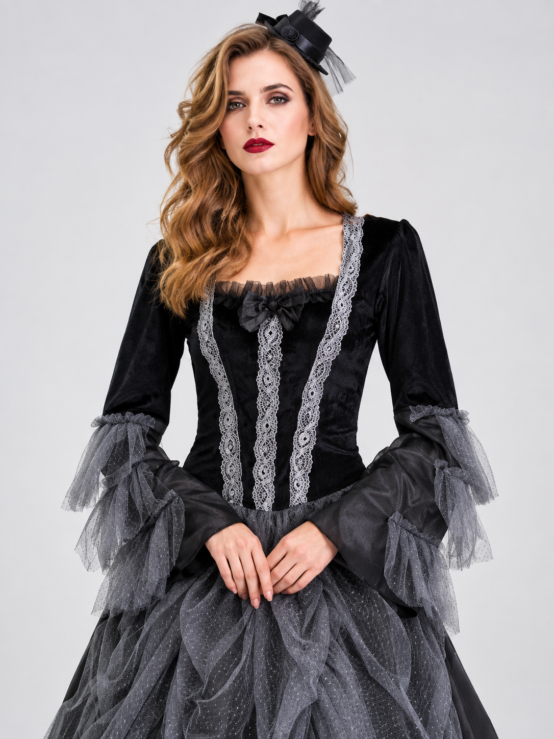 Black and Gray Vampire Costume with Hat