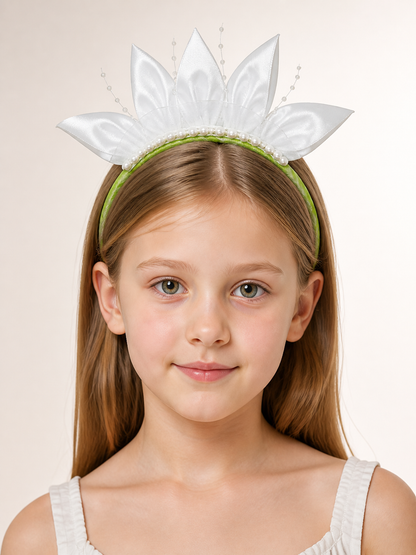 Halloween Carnival Headband with White Flowers Costume Headwear detail 2