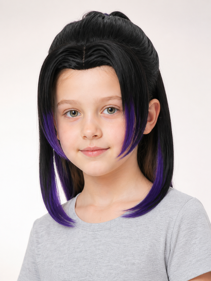 Shinobu Kocho Anime Wig, Black with Purple Strands Costume Wigs detail 2