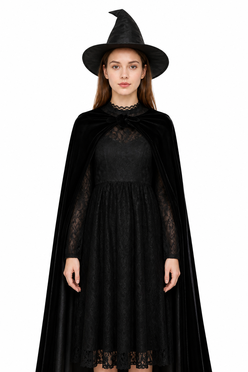 Black Witch Costume with Dress, Hat, and Cape