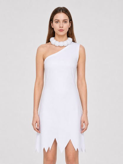 White Halloween Cosplay Dress with Cap