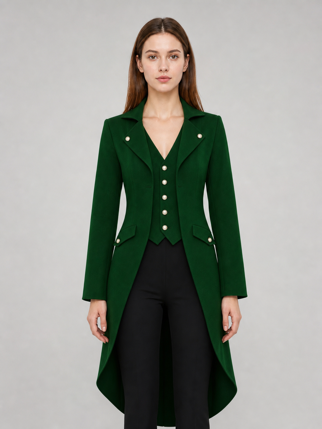 Long Dark Green Gothic-Style Tailcoat