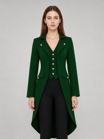 Long Dark Green Gothic-Style Tailcoat