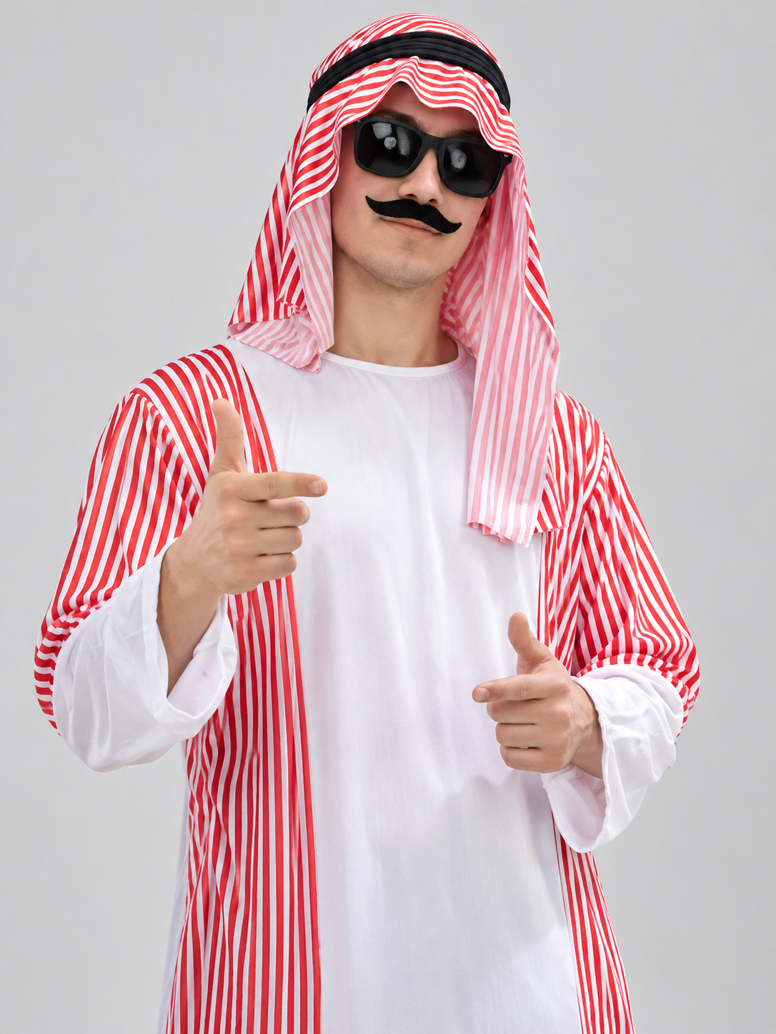 Carnival Costume with Headscarf and Fake Mustache