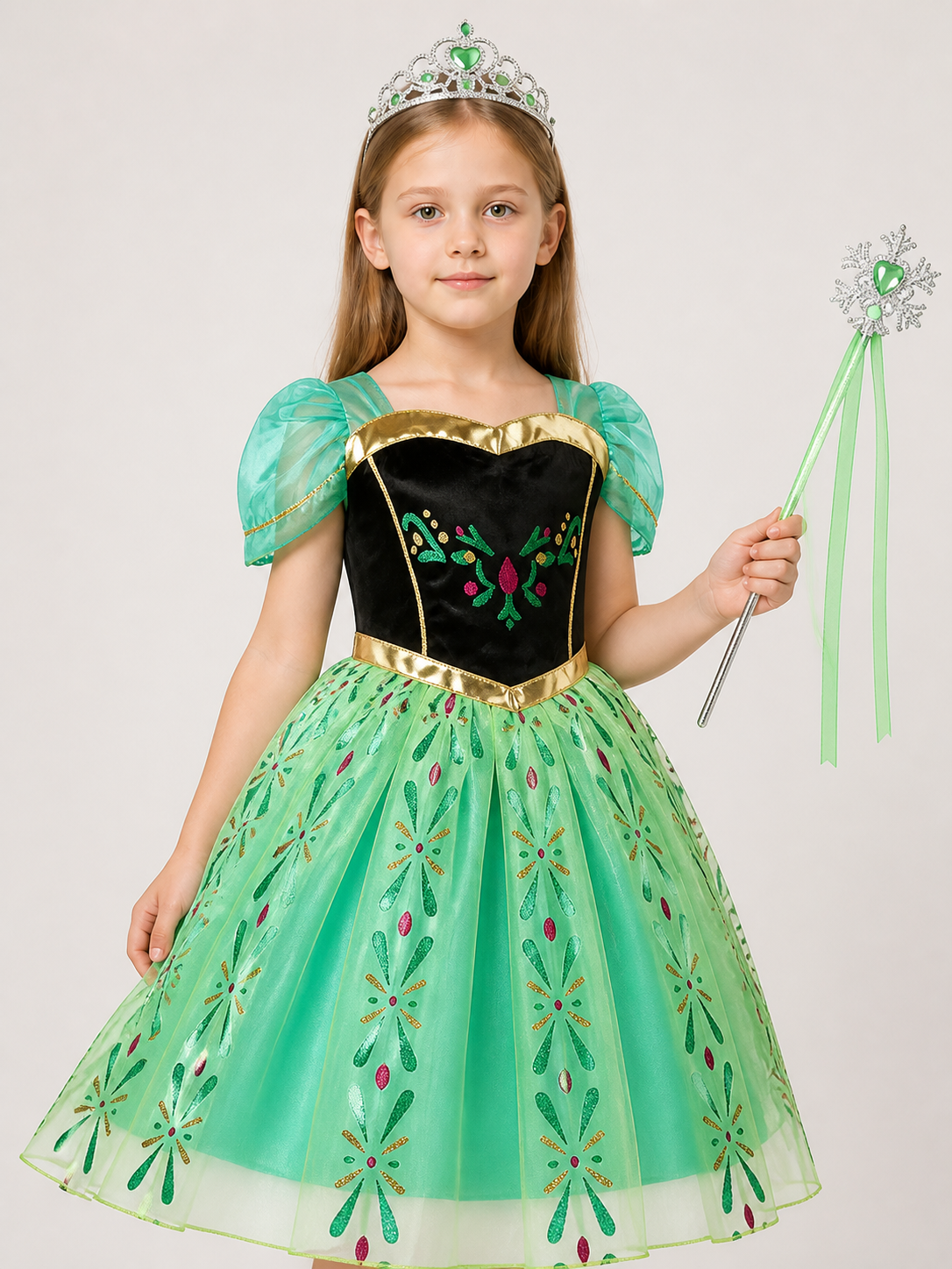 Princess Costume with Crown and Magic Wand Costume Headwear detail 2