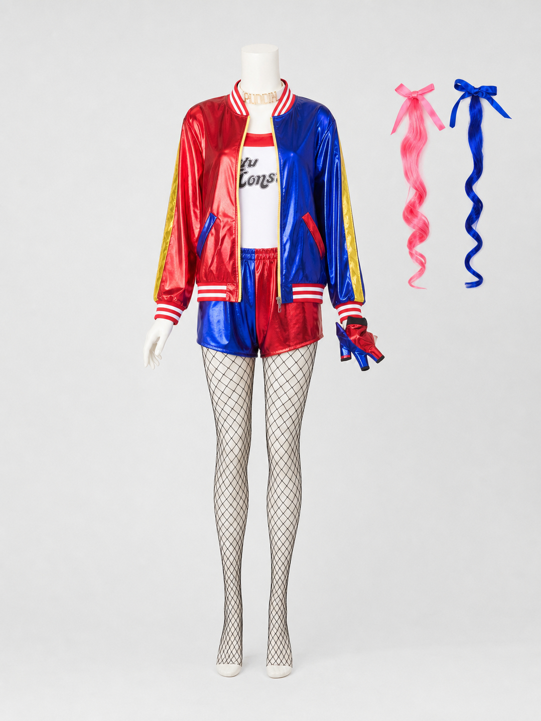 Harley Quinn Costume: Jacket, Shorts, Wig, and Accessories Costume Wigs detail 3