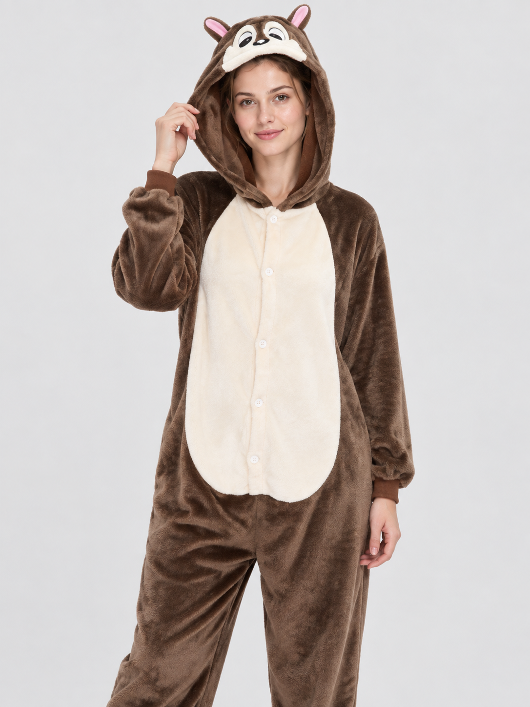 Brown Hooded Onesie Pajama with Ears