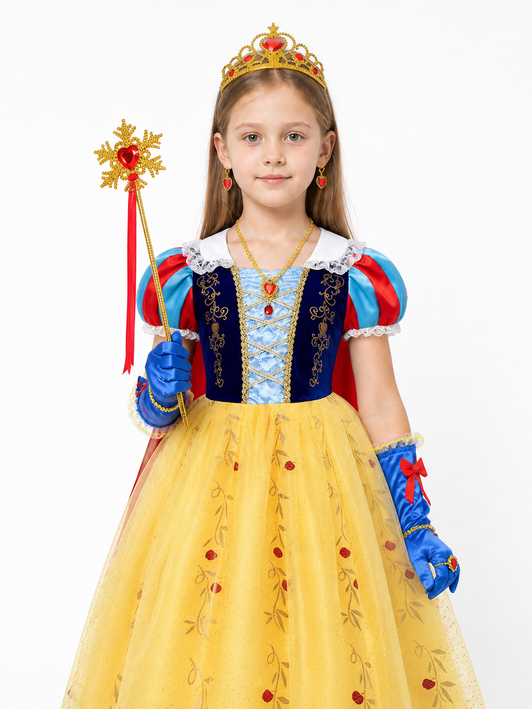 Snow White Costume with a Full Skirt and Red Cape Costume Capes detail 3