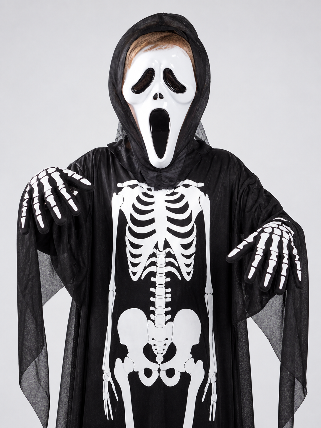 Skeleton Costume with Mask and Hood