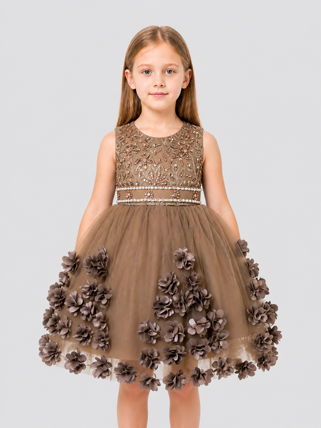 Children's Dressy Tutu Dress with Flowers and Sequins Costume Dresses detail 3