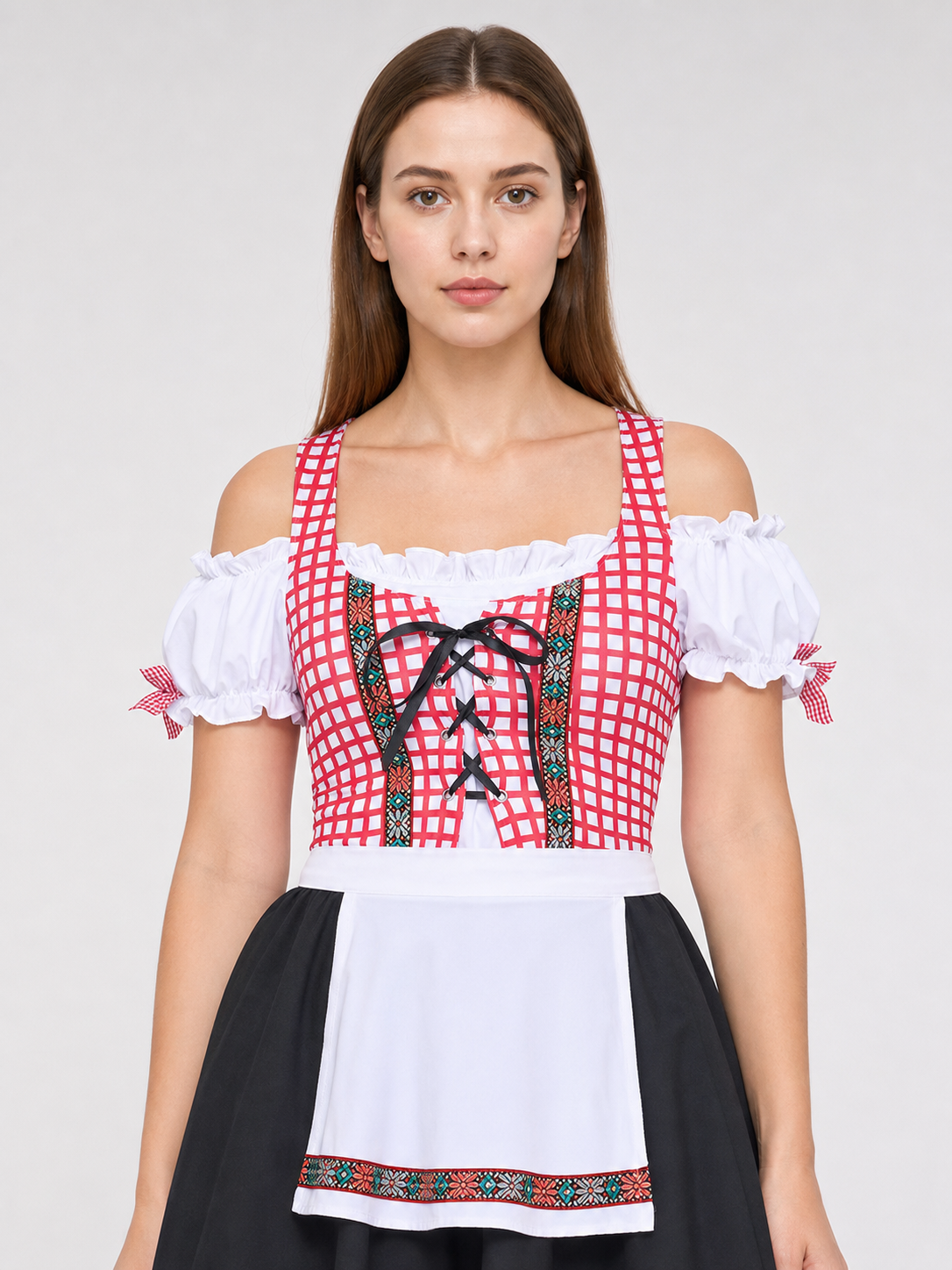 Ethnic Dress with Apron, Lacing, and Full Skirt Costume Dresses detail 2
