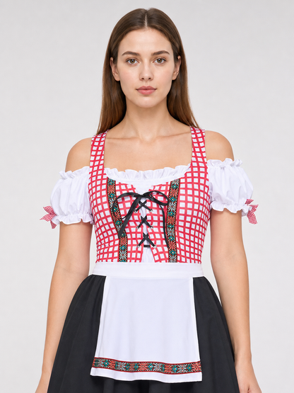 Ethnic Dress with Apron, Lacing, and Full Skirt Costume Dresses detail 2