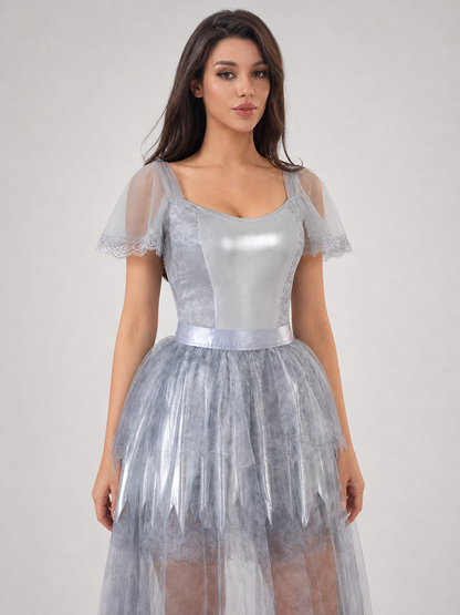 Halloween Cosplay Dress with a Ripped Skirt