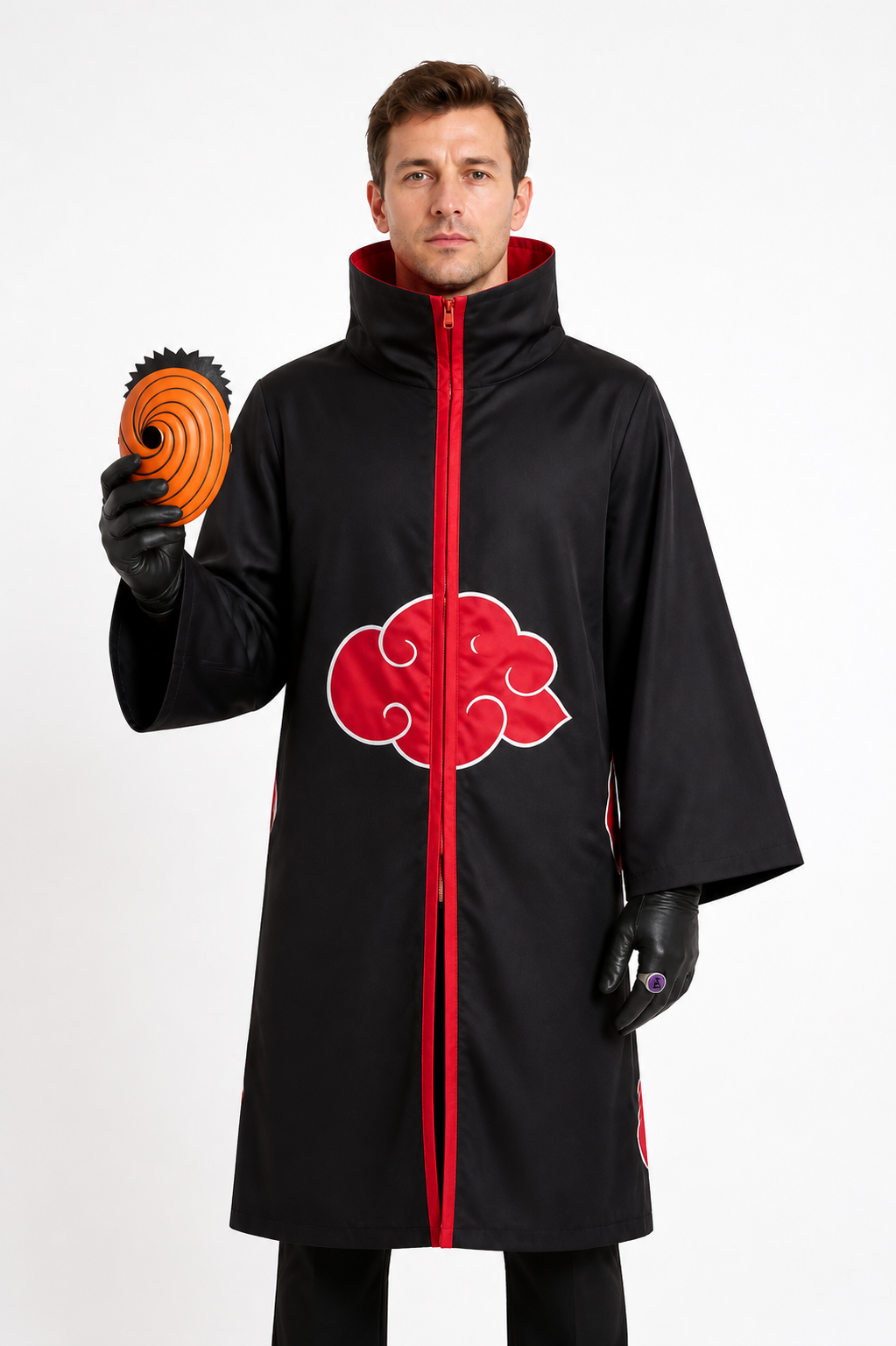 Naruto Akatsuki Tobi Costume with Mask and Ring Costume Masks detail 3