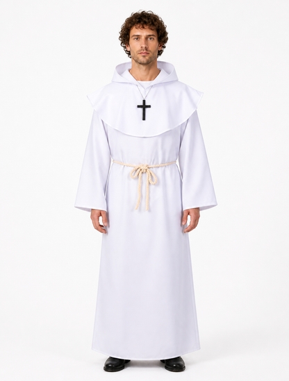 Long White Robe with Hood and Cross product detail 2